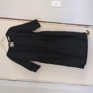 Midi black linen dress